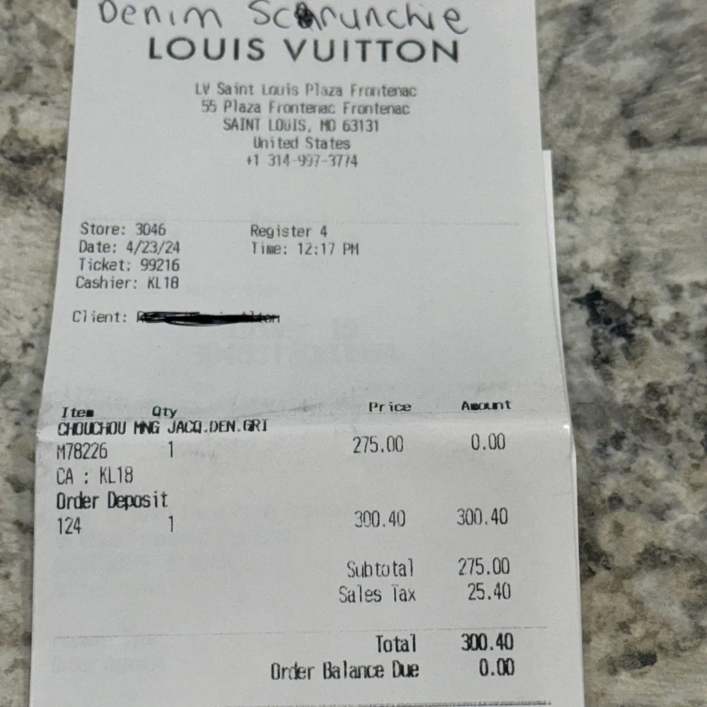 Louis Vuitton Black Denim Scrunchie
